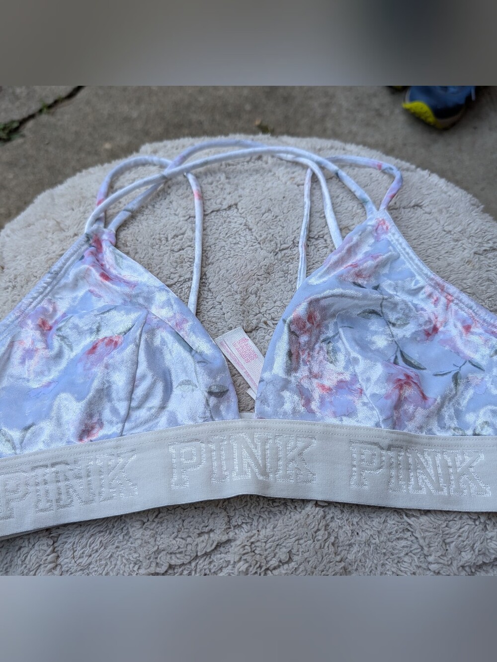 Pink Victoria Secret Velvet Floral Bralette Size M
